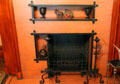 Fireplace with display shelves at Rosemount House Museum. Pueblo, CO.