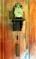 Lantern clock which only had hour hand at Henry Whitfield State Museum. Guilford, CT.