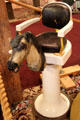 Carved horse head on child's barber chair at New England Carousel Museum. Bristol, CT.
