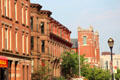 Heritage streetscape along Capitol Ave. from Main St. Hartford, CT.