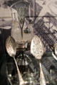 Caster set by Barbour Bros. Co. of Hartford plus silver fish spoon from Meriden & cake server from Hartford at Connecticut Historical Society. Hartford, CT.