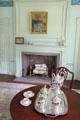 Silver tea service in parlor at Oliver Ellsworth Homestead Museum. Windsor, CT.