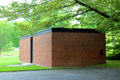 Brick House windowless side facing Philip Johnson Glass House. New Canaan, CT.