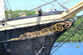 Bow art of three-masted tall ship Joseph Conrad at Mystic Seaport. Mystic, CT.