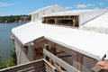 Charles W. Morgan wooden whaleship under cover for restoration at Mystic Seaport. Mystic, CT.