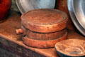 Wooden canteen made like barrel at Nathaniel Hempstead House. New London, CT.