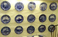 Collection of Wedgwood American View commemorative plates at Monument House Museum. Groton, CT.