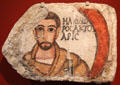 Greek-Roman clay ceiling tile with Heliodoros, an Actuarius from Dura-Europos on Euphrates River at Yale University Art Gallery. New Haven, CT