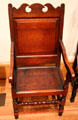 Wainscot armchair from Southeastern Pennsylvania at Yale University Art Gallery. New Haven, CT.