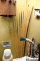 Collection of New Guinean wooden war arrows at Yale Peabody Museum. New Haven, CT.