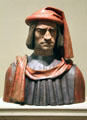Terracotta bust of Lorenzo de' Medici by Florentine artist probably after Andrea del Verrocchio at National Gallery of Art. Washington, DC.