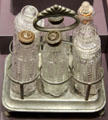 Glass & pewter caster set by Boston & Sandwich Glass Co., Sandwich, MA at DAR Memorial Continental Hall Museum. Washington, DC.