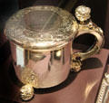 Silver tankard by Erik Mansson Schmidt of Stockholm, Sweden at DAR Memorial Continental Hall Museum. Washington, DC.
