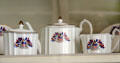 Wilson Allies Tea Service with flags of WWI allies made by Wedgwood of England at Woodrow Wilson House. Washington, DC.