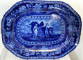 Blue flow plate with seal of New Jersey by English potter Thomas Mayer at National Museum of American History. Washington, DC.