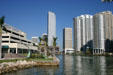 Channel leading from Biscayne Bay to Miami River Wachovia Tower & other skyscrapers. Miami, FL.