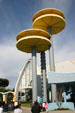 Symbolic replicas of New York World's Fair towers of Men in Black attraction at Universal Studios. Orlando, FL.