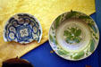 Original & replica polychrome pottery plates from Spanish colonial era at San Luis Historic Site. Tallahassee, FL.
