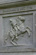Relief shows Revolutionary War hero General Casimir Pulaski, a Pole who died on his horse in defense of Savannah. Savannah, GA.