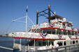 Savannah River Queen decorated like steam river boats of bygone era. Savannah, GA.
