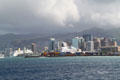 View of downtown Honolulu from off the coast. Honolulu, HI.