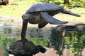 Sculpture of Pacific Green Sea Turtle by Paul Saviskas in Dr. Sun Yat-sen Memorial Park at entrance to Chinatown area of Honolulu. Honolulu, HI.