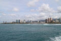 Skyline of Honolulu from downtown to Waikiki. Waikiki, HI.