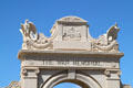 Royal crest & eagles atop War Memorial Natatorium Memorial Archway in Kapi''olani Park. Waikiki, HI.