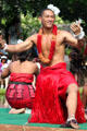 Tongan dancer in Rainbows of Paradise show at Polynesian Cultural Center. Laie, HI.