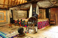 Interior of Chief's Dwelling in Fijian village at Polynesian Cultural Center. Laie, HI.