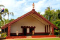 Aotearoa-Maori meeting house from New Zealand at Polynesian Cultural Center. Laie, HI.