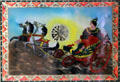 Reverse glass painting of chariot on banjo wall clock at Dodge House. Council Bluffs, IA.