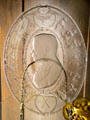 Teddy Roosevelt Square Deal pressed glass plate with teddy bears at Beresheim House. Council Bluffs, IA.
