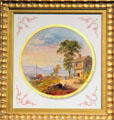 Painted tile scene from Abraham Lincoln's rail car at Union Pacific Railroad Museum. Council Bluffs, IA.