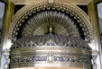 Bronze crown over doors of Santa Fe Building. Chicago, IL.
