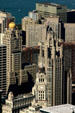 InterContinental Chicago with orange dome, Tribune & Wrigley towers from Sears Skydeck. Chicago, IL.