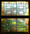 Stained glass window by Louis Sullivan from reception desk of Auditorium Building Hotel at Stained Glass Museum. Chicago, IL.