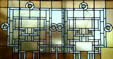 Stained glass window by Louis Sullivan from reception desk of Auditorium Building Hotel at Stained Glass Museum. Chicago, IL.