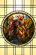 Stained glass window of Autumn in Four Seasons by Tiffany Glass Co. at Stained Glass Museum. Chicago, IL.