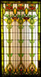 Stained glass window with Art Nouveau flowering bulbs at Stained Glass Museum. Chicago, IL.