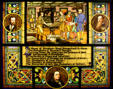 Stained glass window of Printers History by Thomas Augustin O'Shaughnessy at Stained Glass Museum. Chicago, IL.