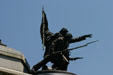Flag bearer leads Civil War charge on Lincoln's Tomb. Springfield, IL.