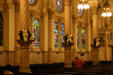 Stained glass & columns of Church of the Immaculate Conception. New Orleans, LA.