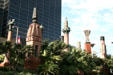 1250 Poydras Plaza over sculpture group mimicking religious buildings. New Orleans, LA.