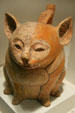 Huastec culture terracotta vessel in form of animal from Mexico, at New Orleans Museum of Art. New Orleans, LA.