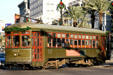 New Orleans streetcar rounds bend between Canal & St. Charles Street. New Orleans, LA.
