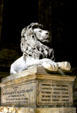 Civil War memorial lion in stairway of Boston Public Library. Boston, MA.