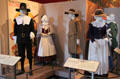 Pilgrim dress according to mythology & closer to reality at Pilgrim Hall Museum. Plymouth, MA