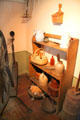 Stoneware jars, baskets & boxes at Jabez Howland House. Plymouth, MA.