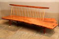Wooden bench with spindled back by George Nakeshima of Pennsylvania at Museum of Fine Arts. Boston, MA.